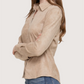 Tapered Waist Suede Top | Taupe