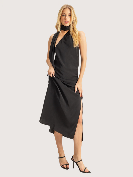 Satin Halter Maxi Dress