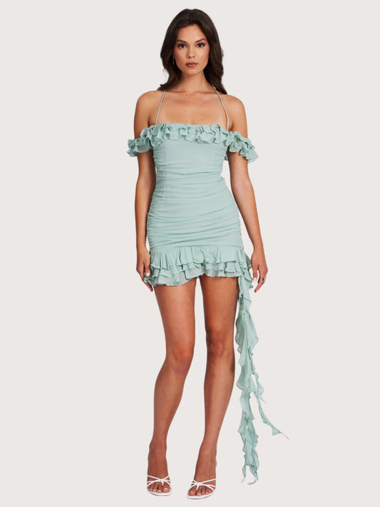 Ruffled Trim Mini Dress