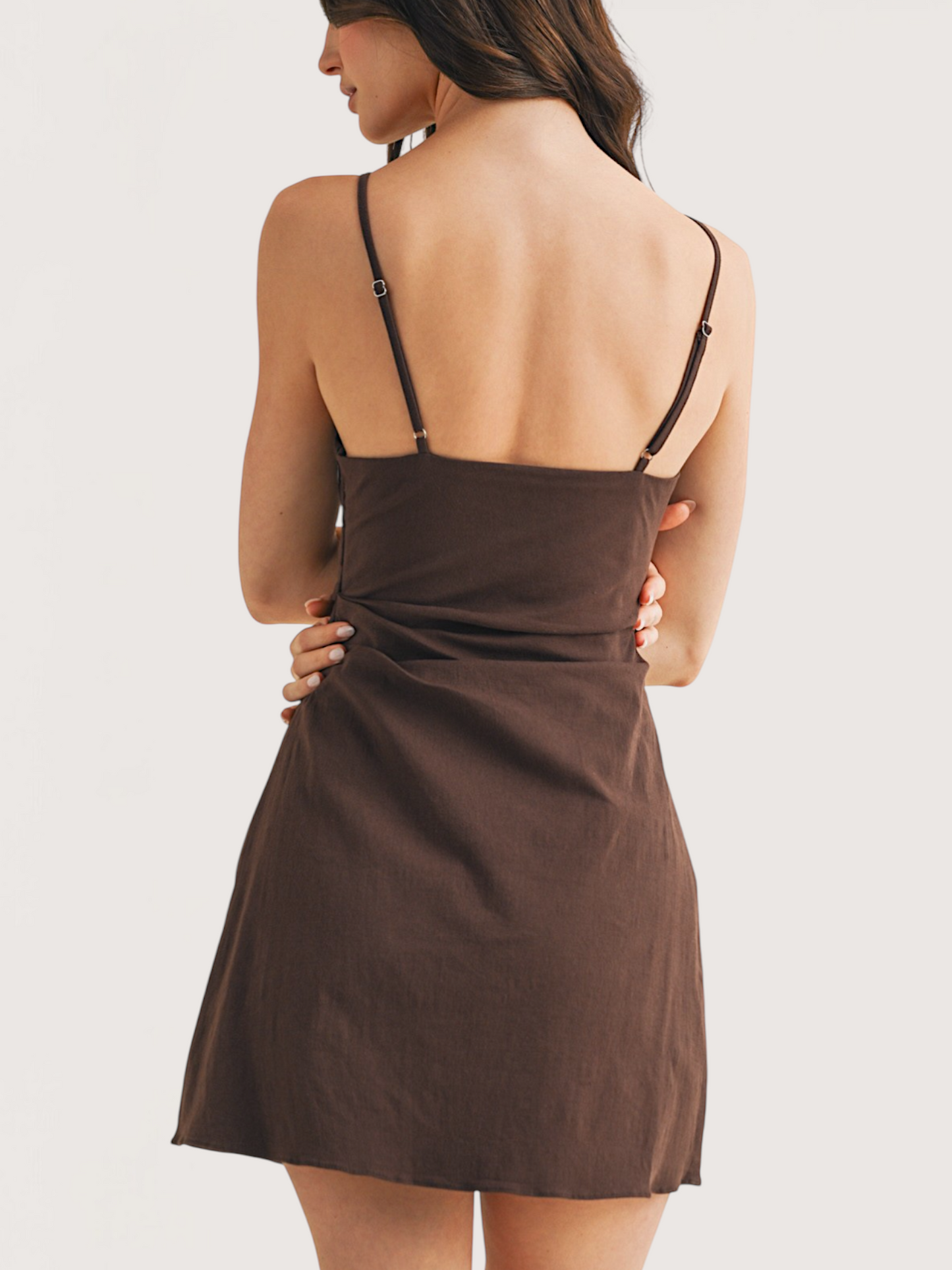 Gathered Asymmetric Cami Dress