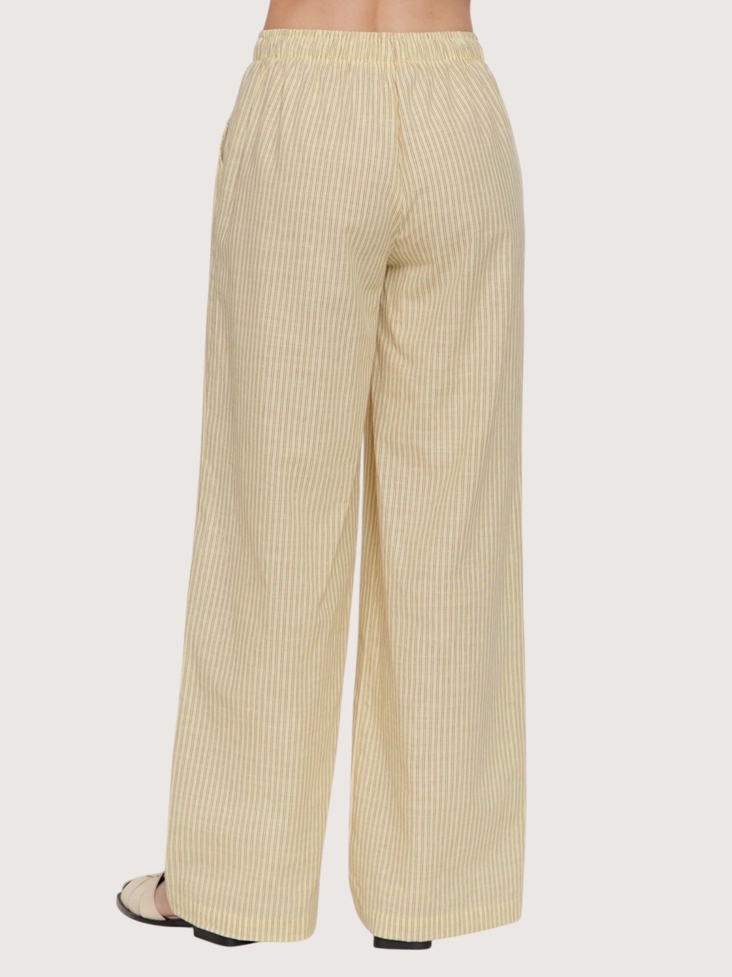 Wide Leg Striped Pants | Yellow
