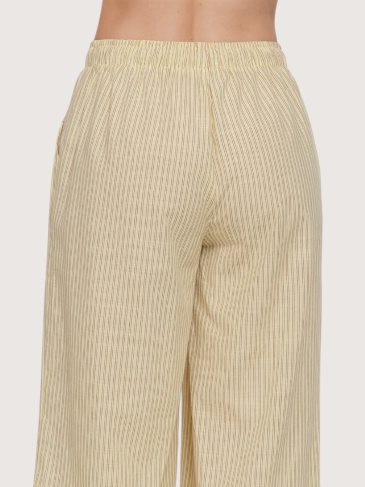 Wide Leg Striped Pants | Yellow