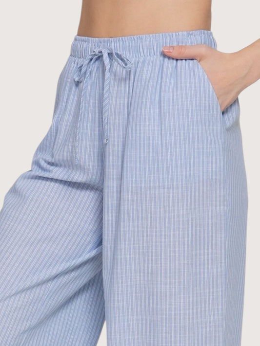 Wide Leg Striped Pants | Blue