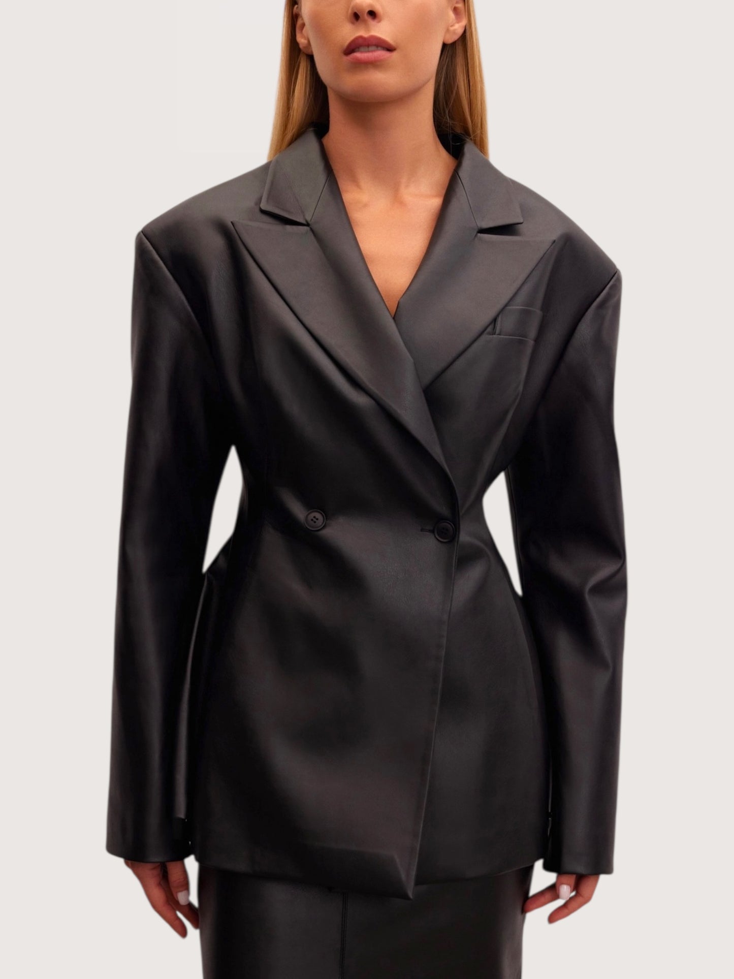 Structured Leather Blazer