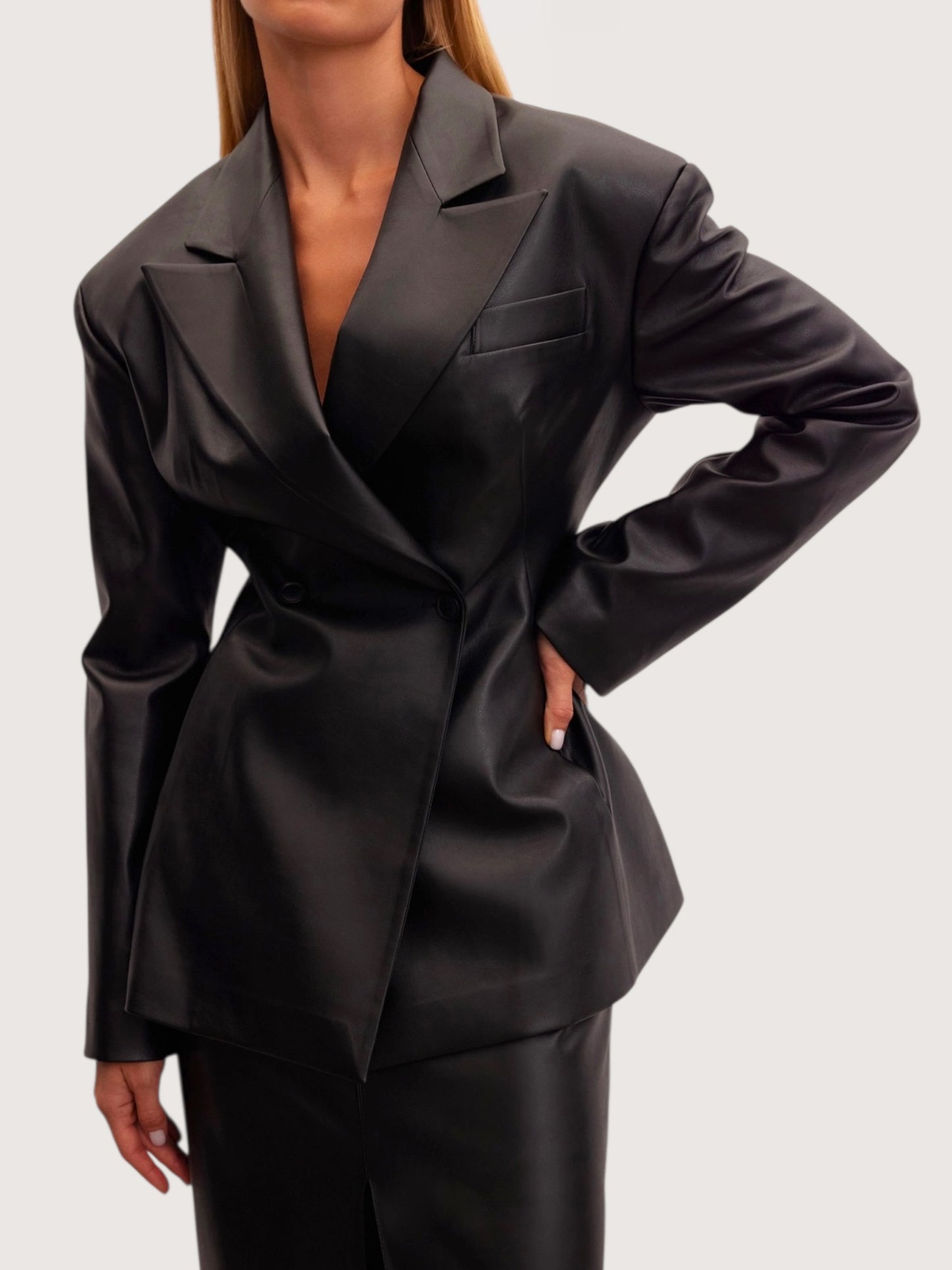 Structured Leather Blazer