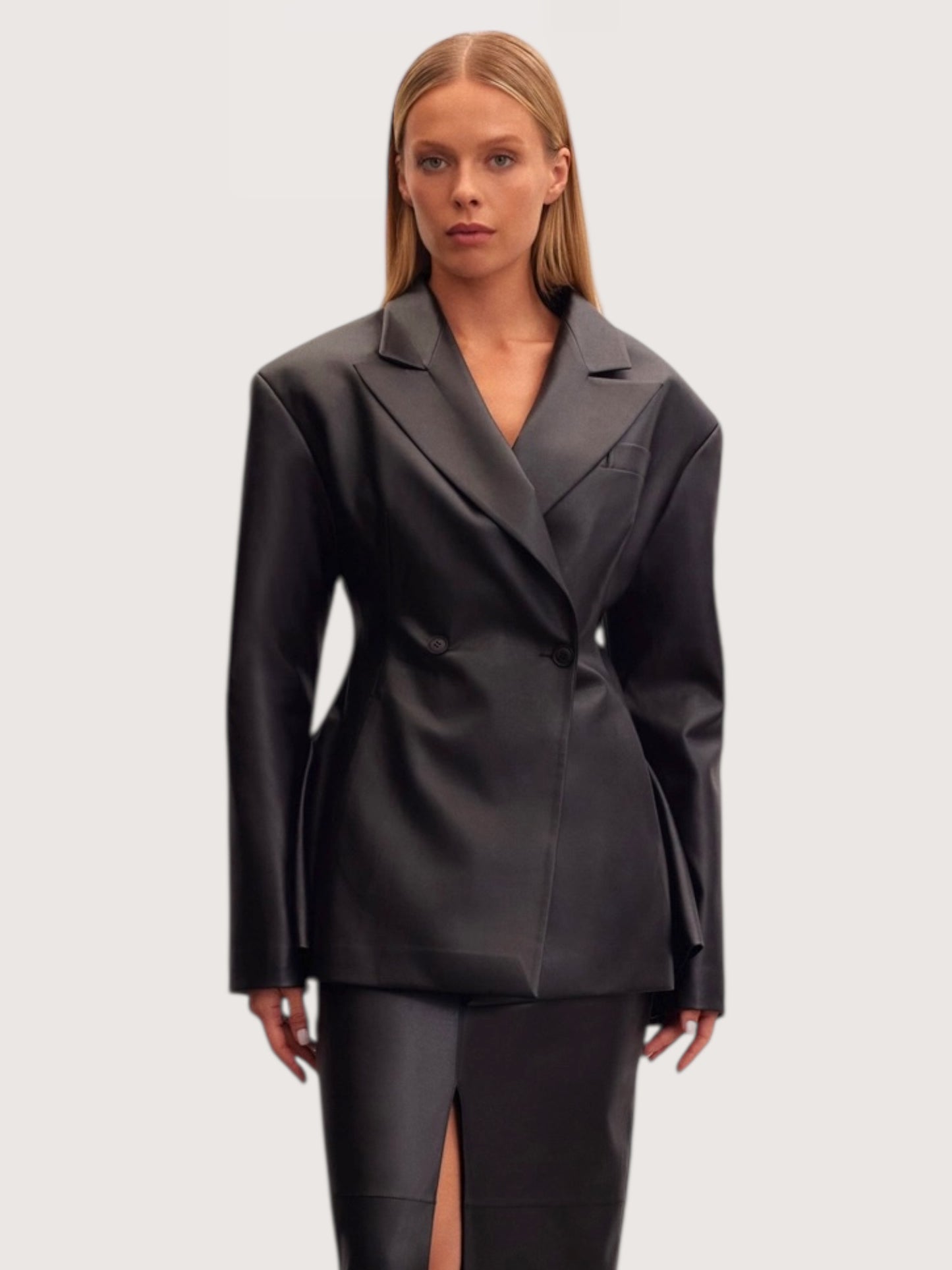 Structured Leather Blazer