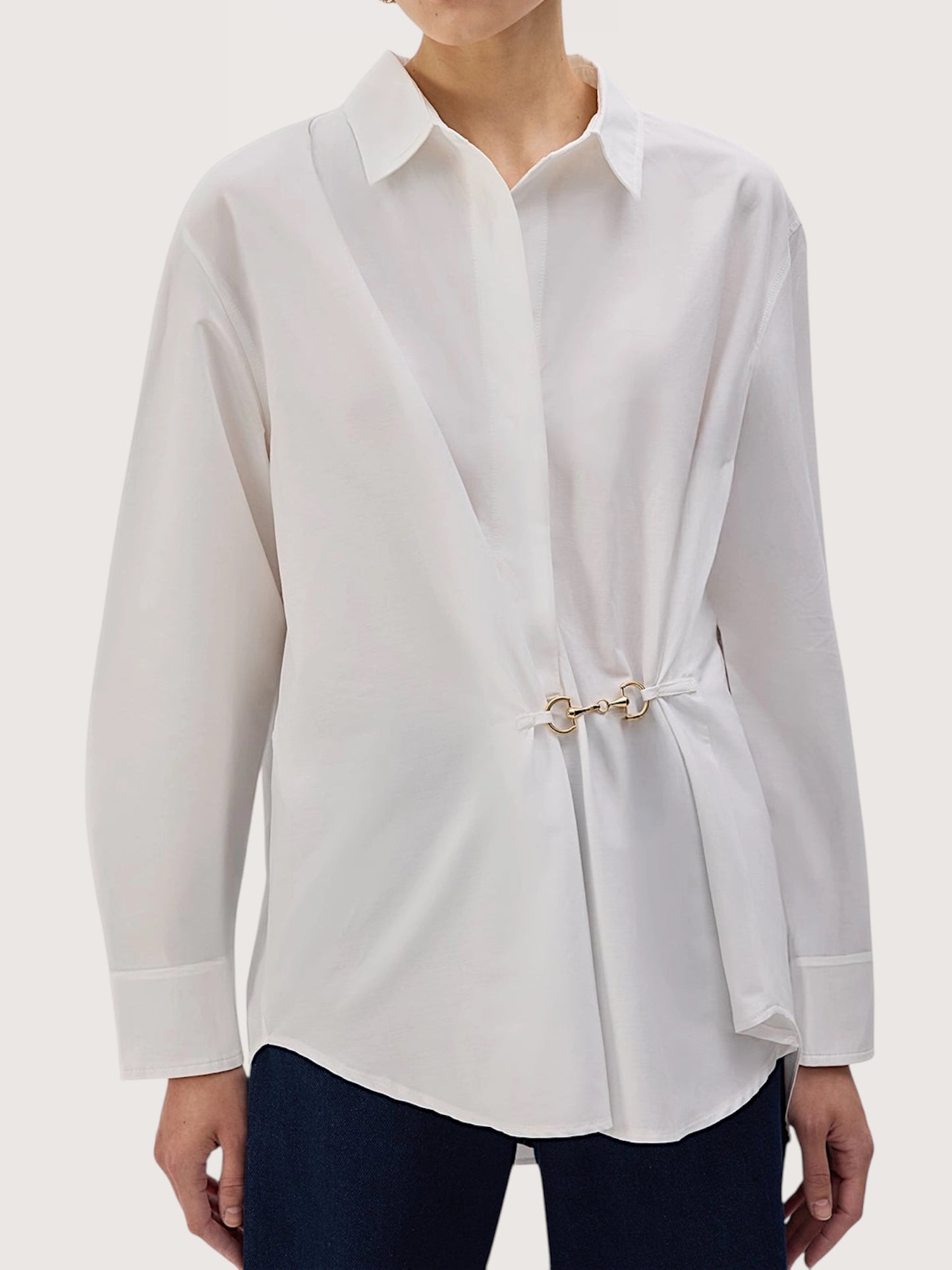 Horse Bit Poplin Blouse | White