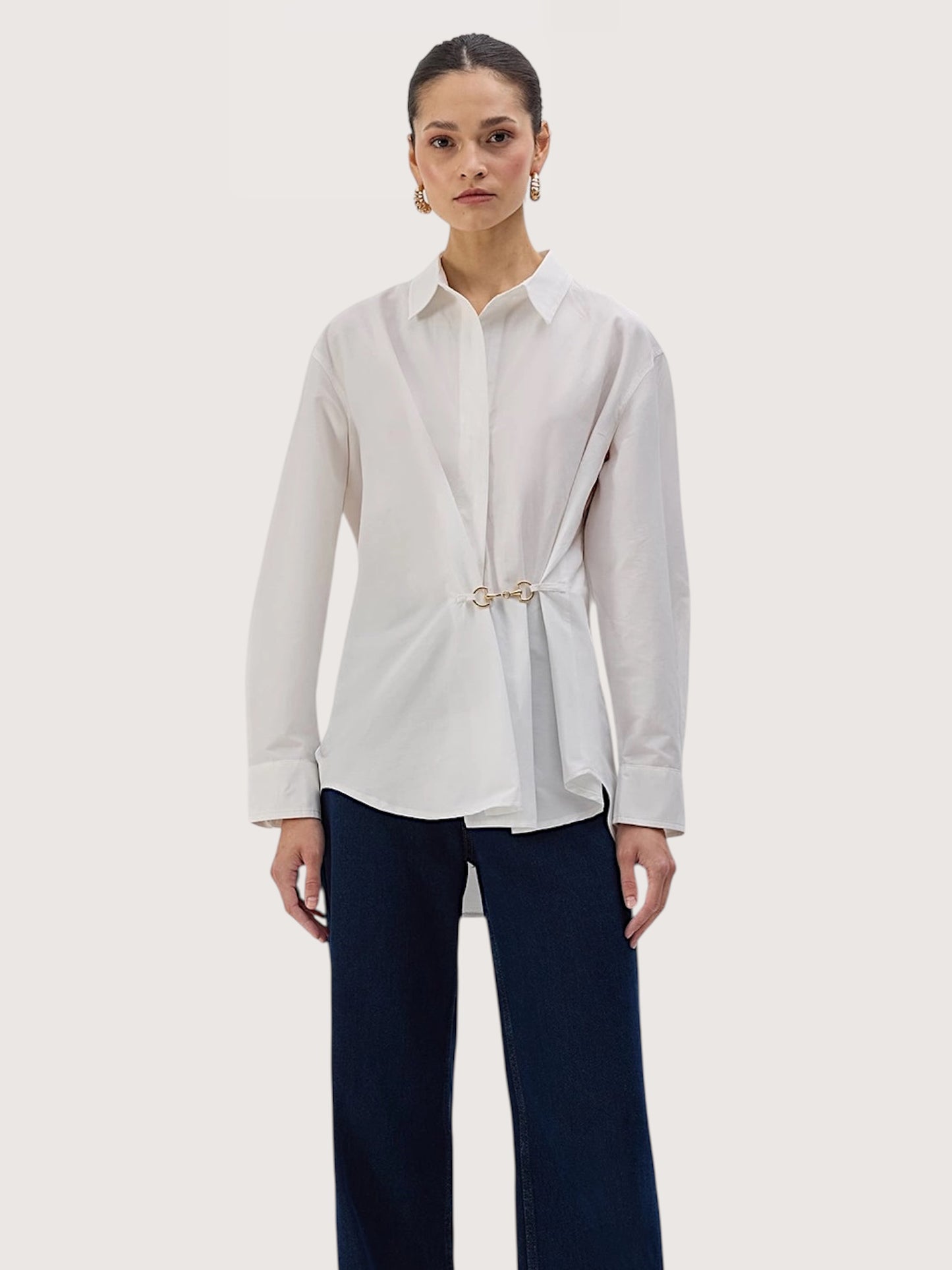 Horse Bit Poplin Blouse | White