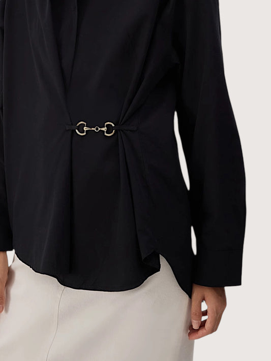 Horse Bit Poplin Blouse | Black