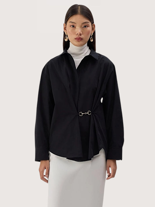 Horse Bit Poplin Blouse | Black