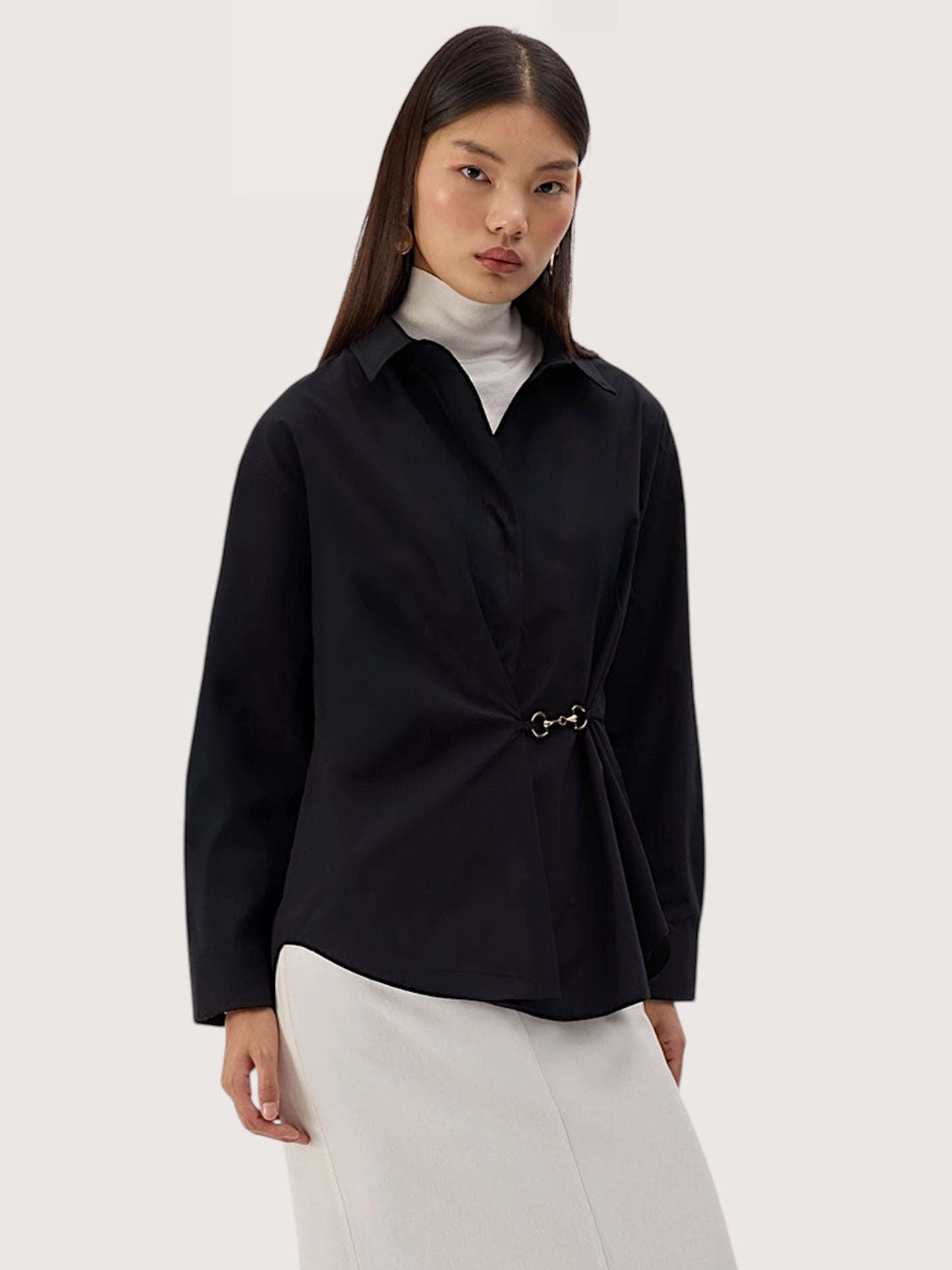 Horse Bit Poplin Blouse | Black