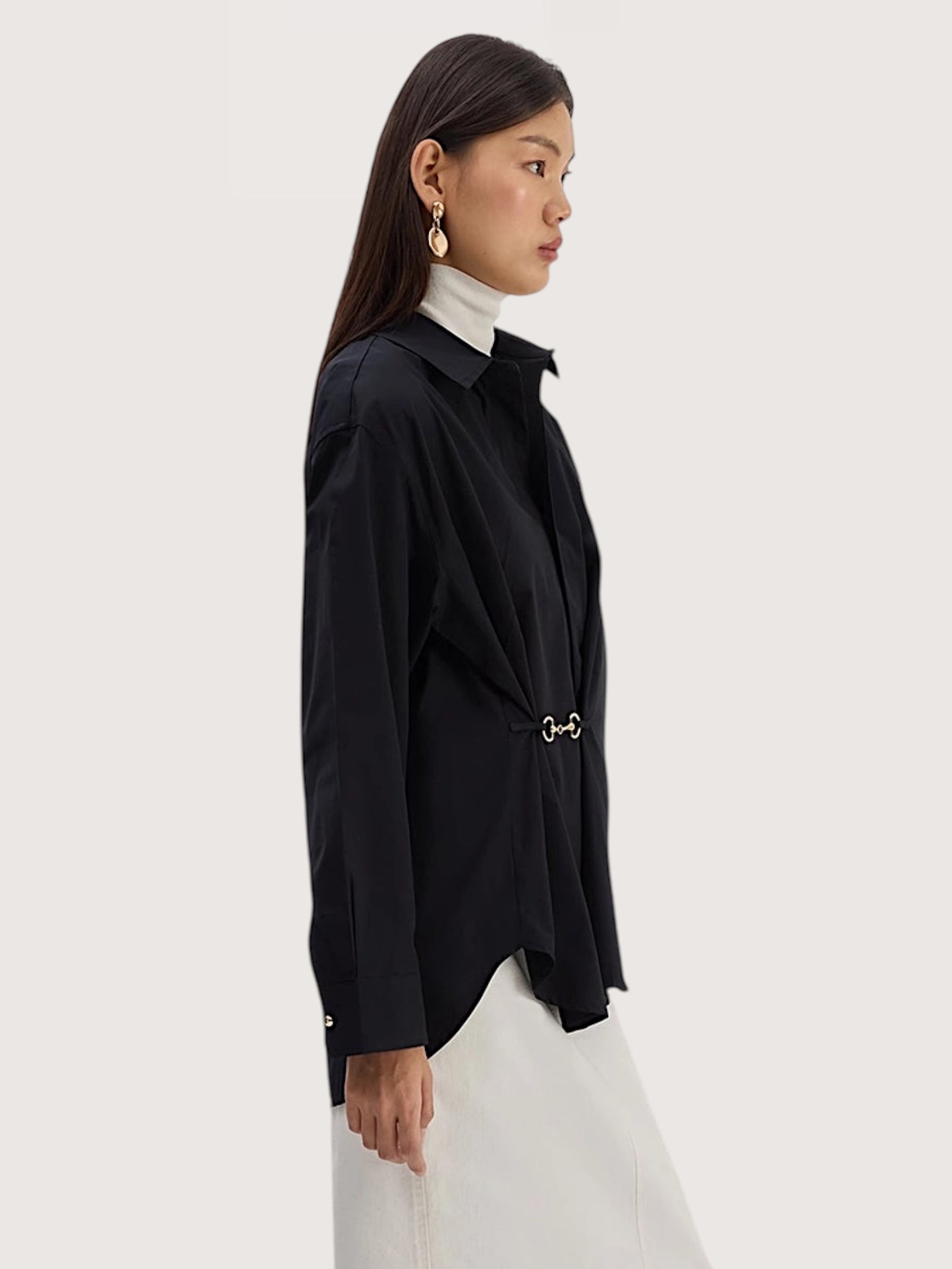 Horse Bit Poplin Blouse | Black