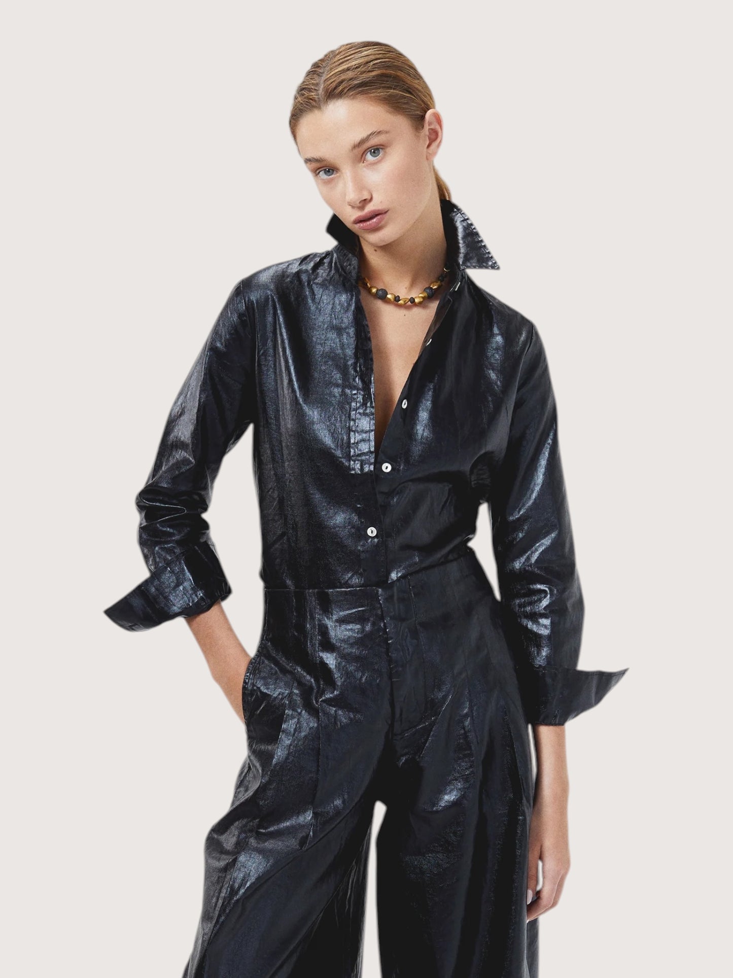 Frida Metallic Linen Shirt