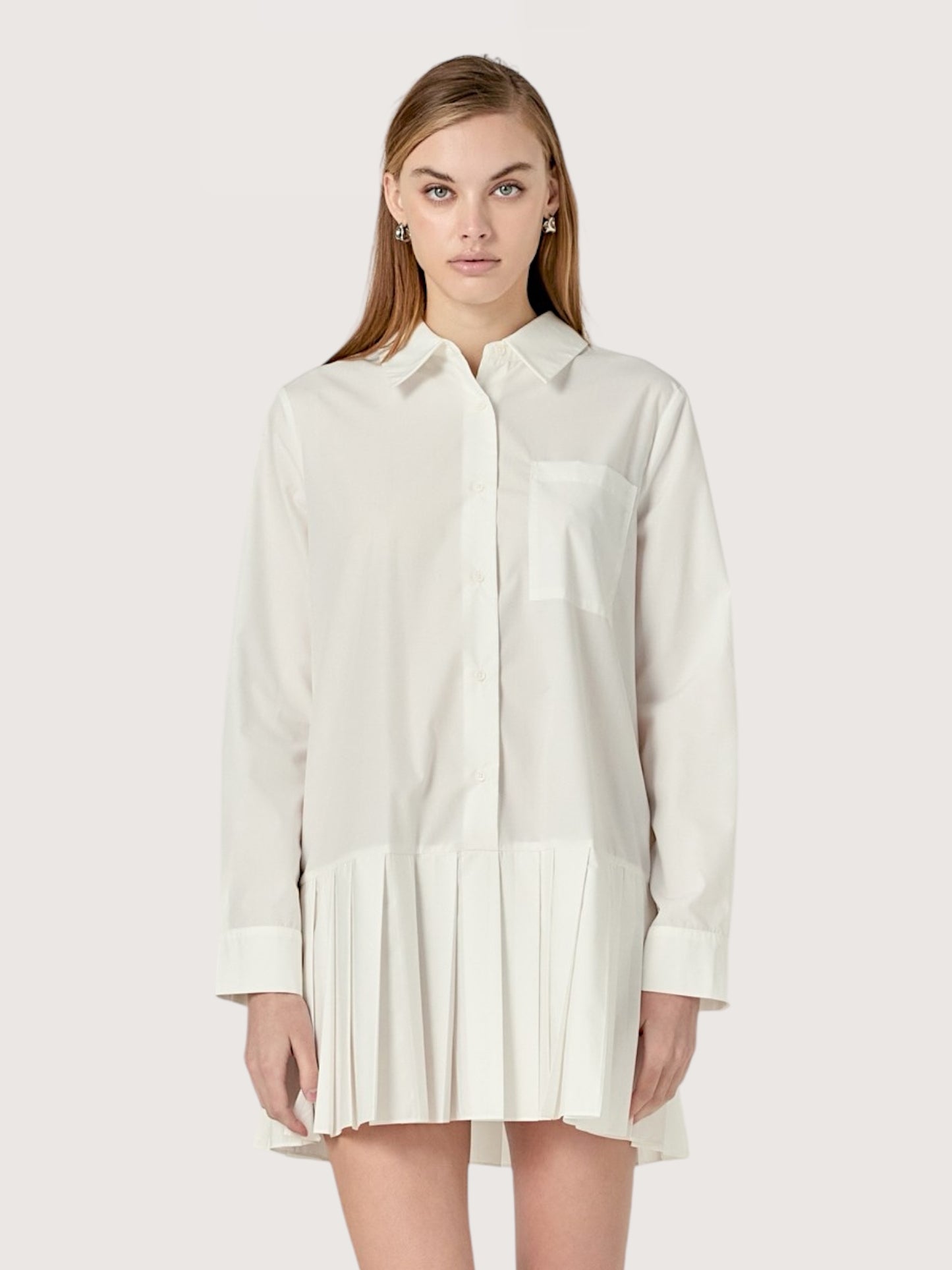 Drop Hem Pleated Dress