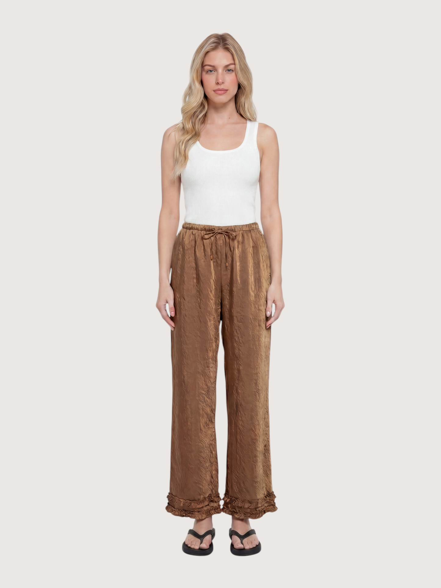Audrey Satin Pant | Bronze