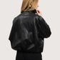 High Neck Leather Jacket | Black