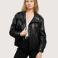 High Neck Leather Jacket | Black