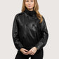 High Neck Leather Jacket | Black