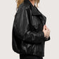 High Neck Leather Jacket | Black