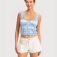 Satin Ruched Tank | Icy Blue