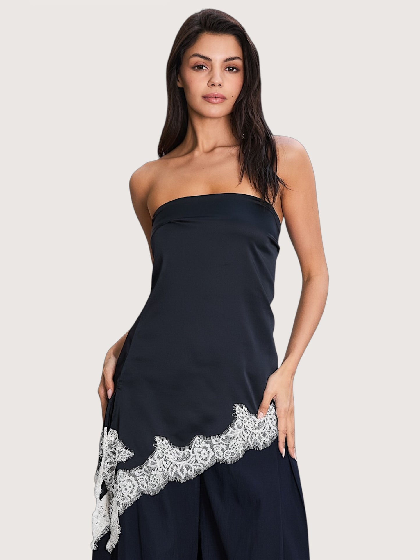 Strapless Lace Trim Top