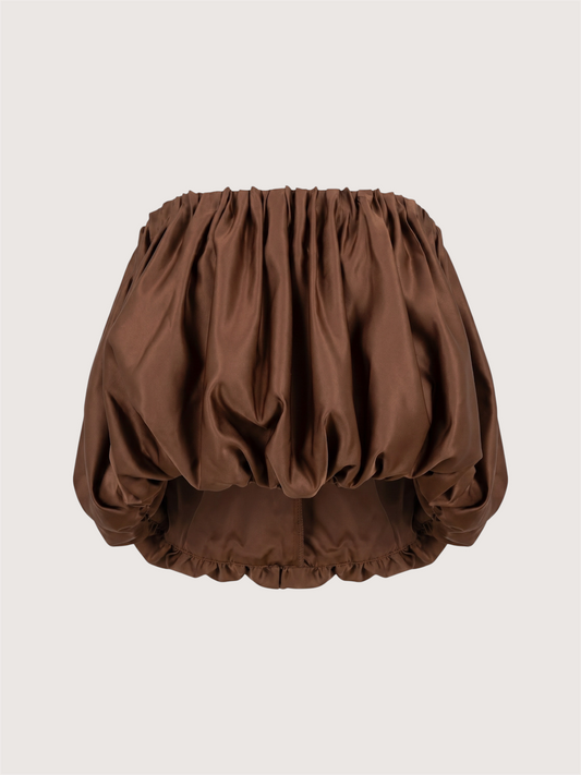 Pleated Satin Bubble Top