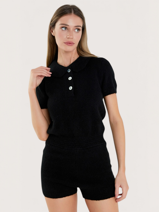 Collared Knit Romper