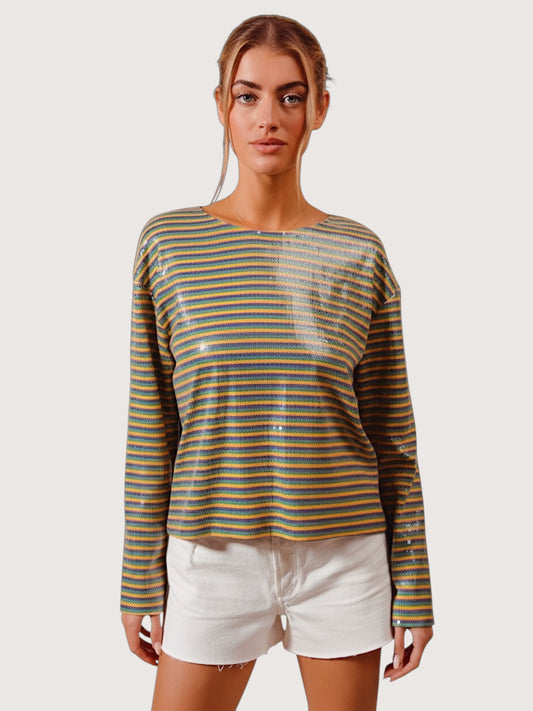 Striped Sequin Top