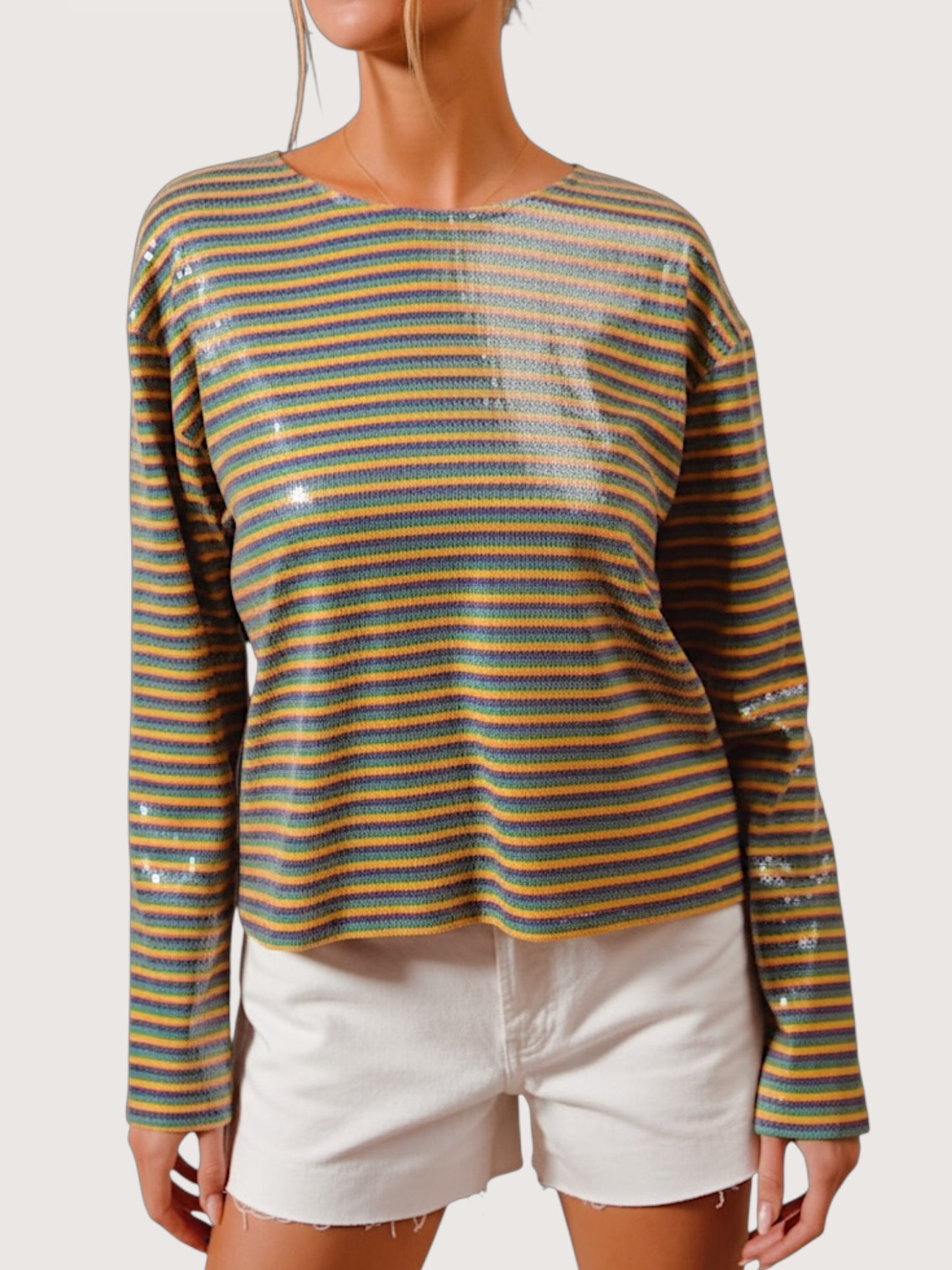 Striped Sequin Top