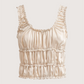 Satin Ruched Tank | Ivory