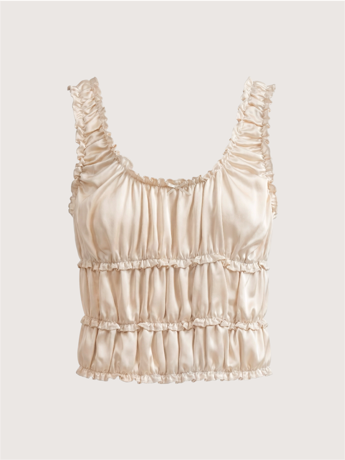 Satin Ruched Tank | Ivory