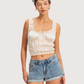 Satin Ruched Tank | Ivory