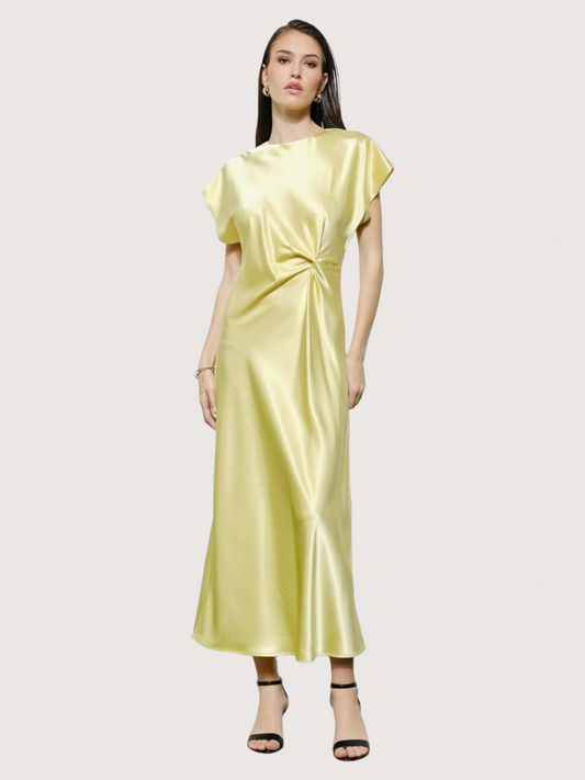 Satin Draped Midi Dress