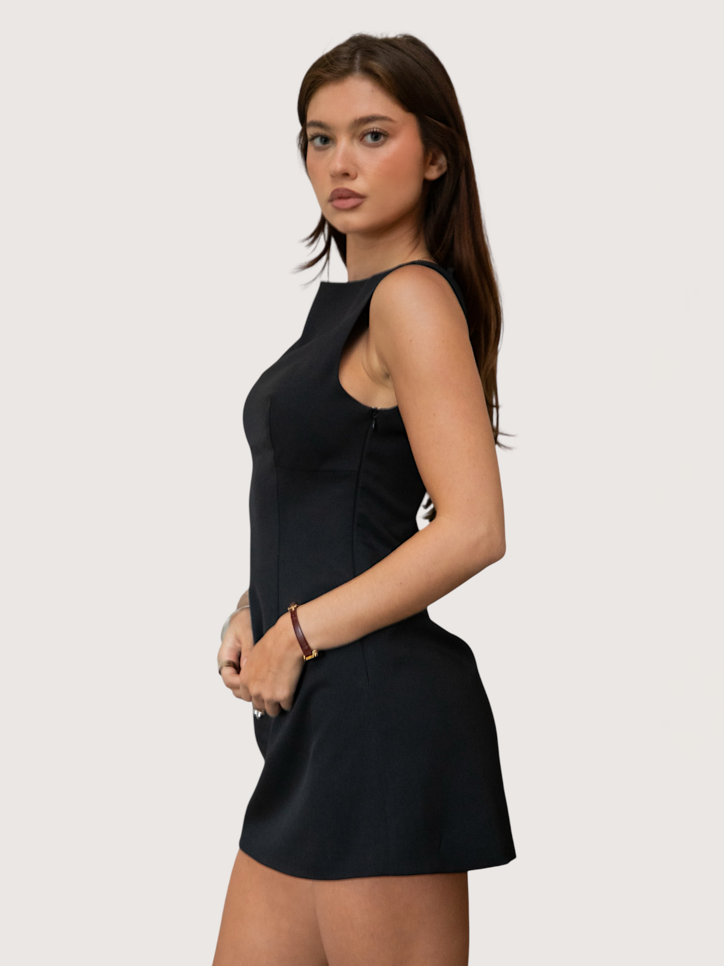 Boat Neck Mini Dress