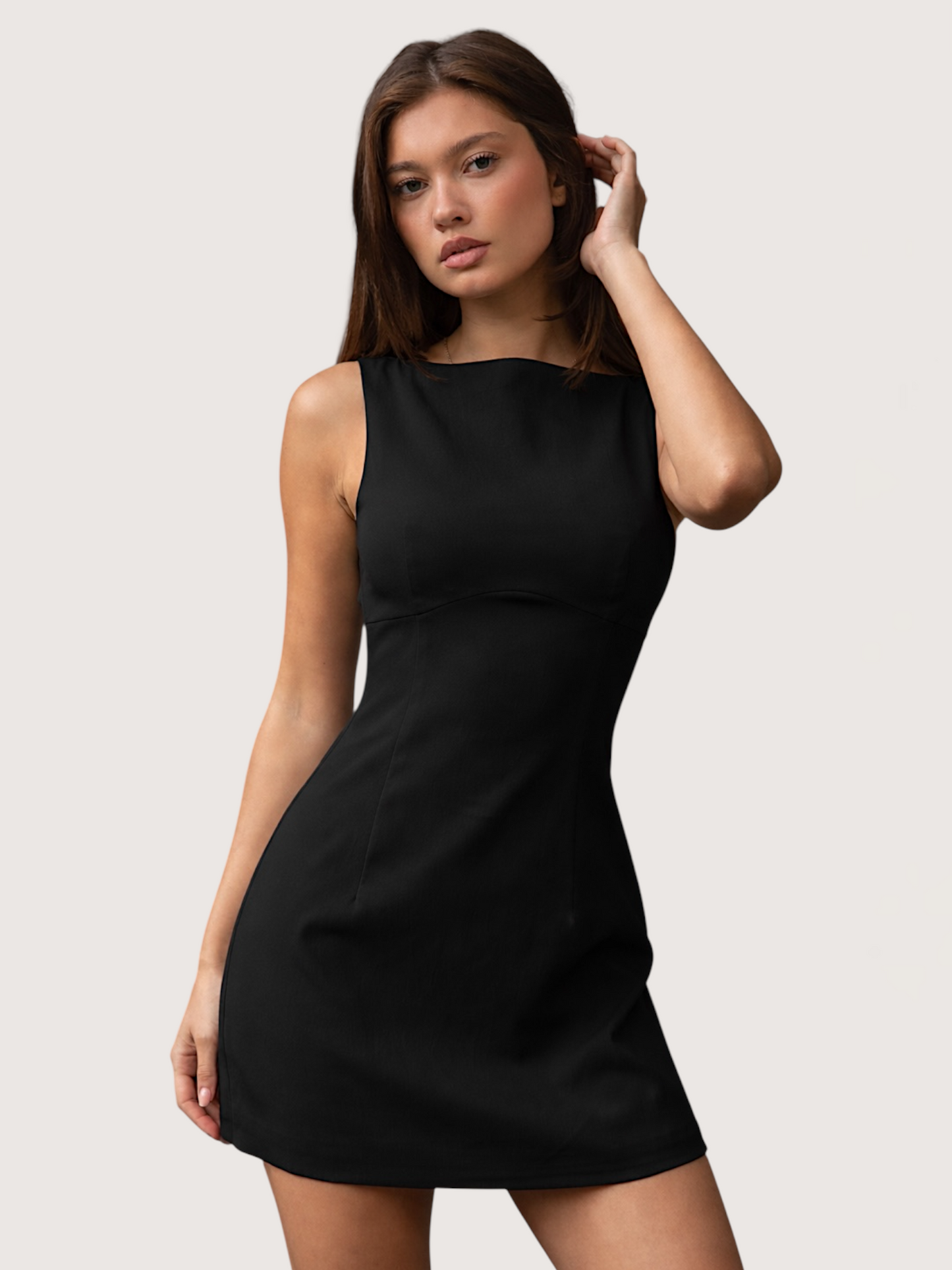 Boat Neck Mini Dress