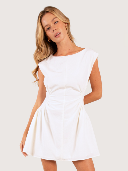 Cap Sleeve Mini Dress | White