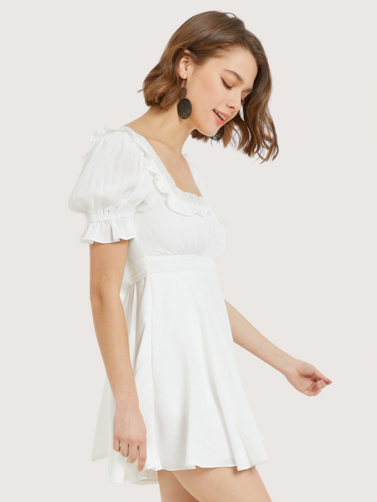 Ruffled Trim Mini Dress