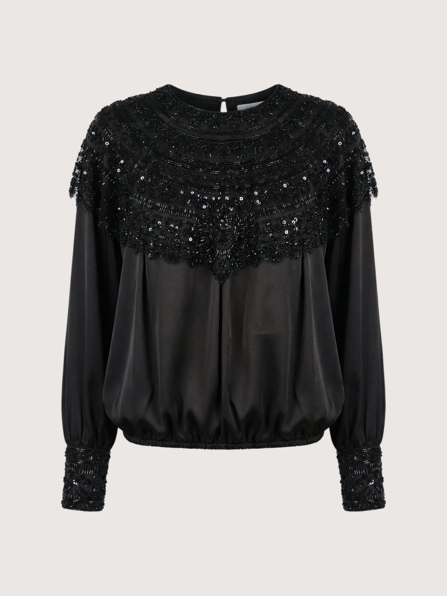 Beaded Collar Satin Blouse