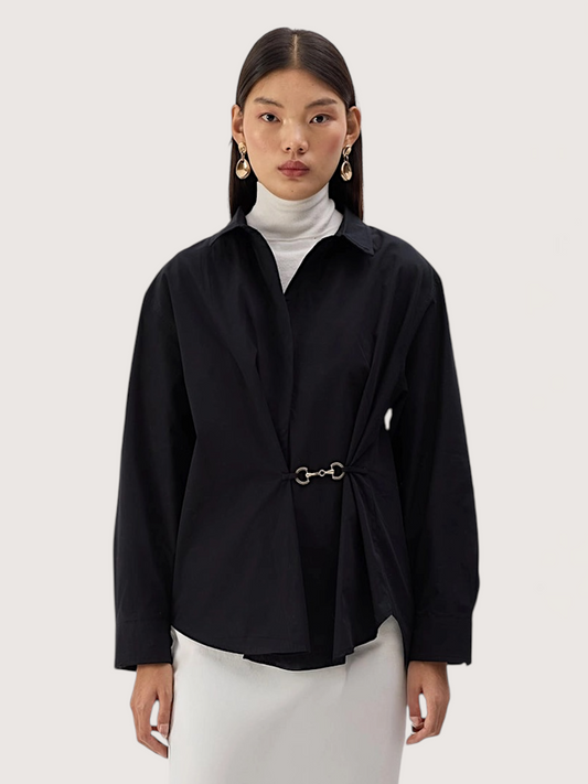 Horse Bit Poplin Blouse | Black