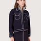 Stitch Trim Cardigan Sweater