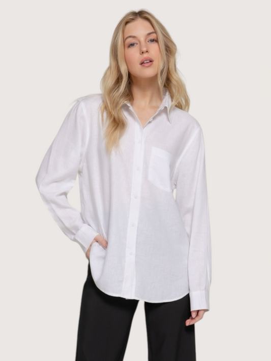 LS Linen Blend Top | White