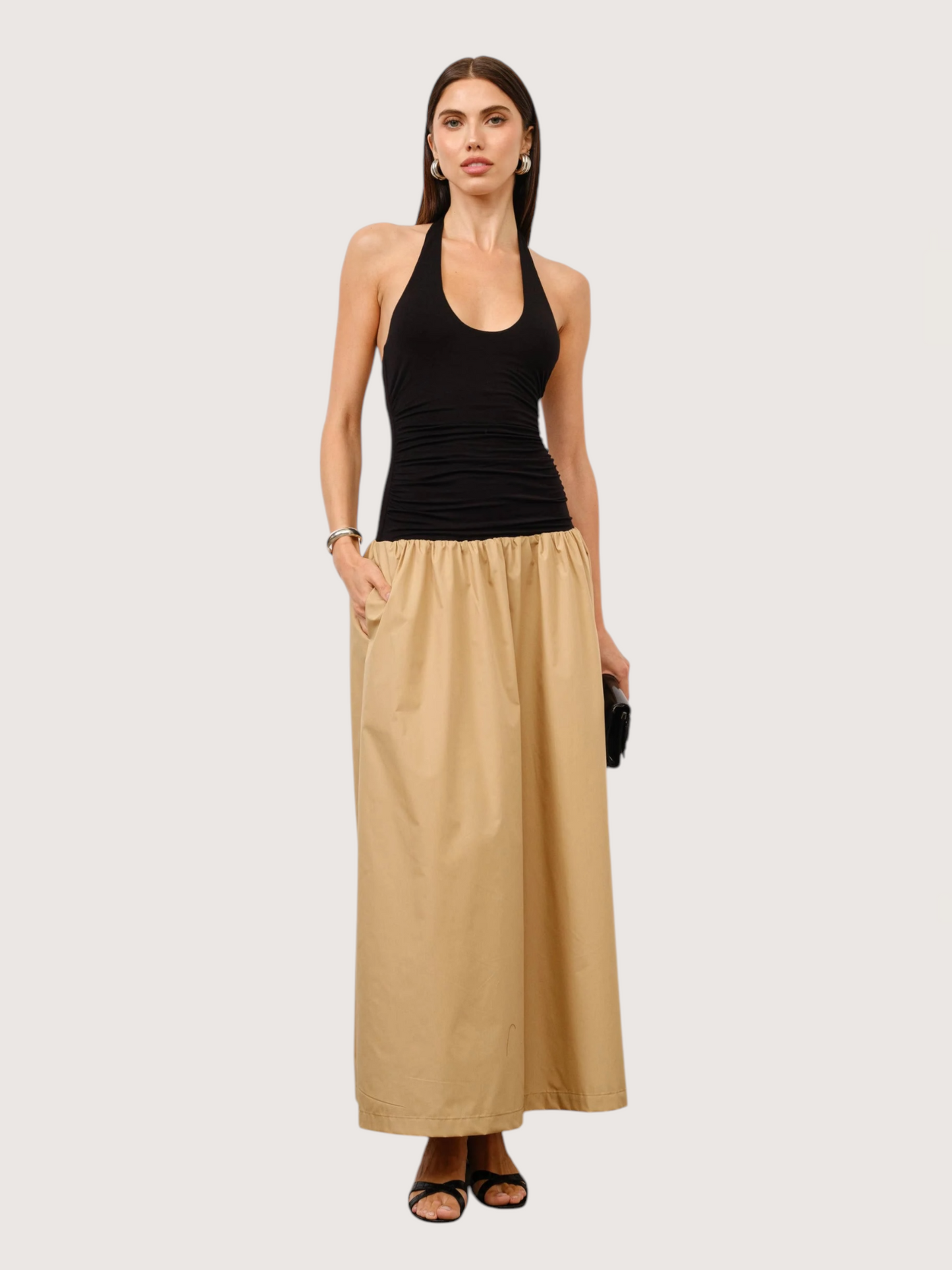 Drop Hem Halter Dress