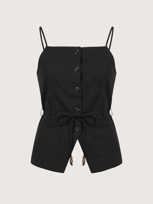 Square Neck Button Top