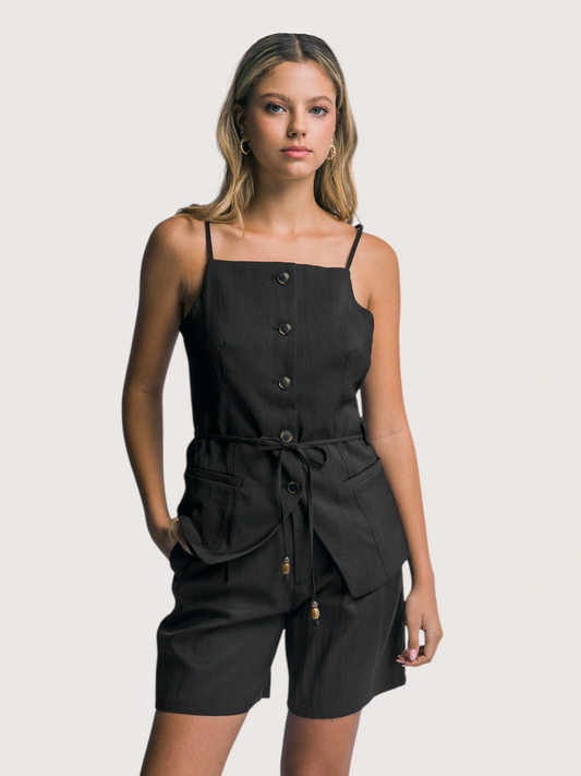 Square Neck Button Top