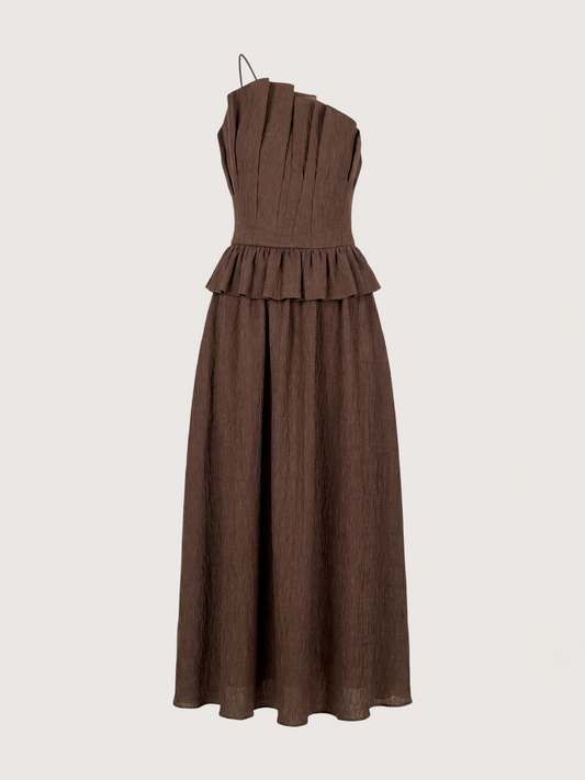 Asymmetric Ruffled Midi Dress
