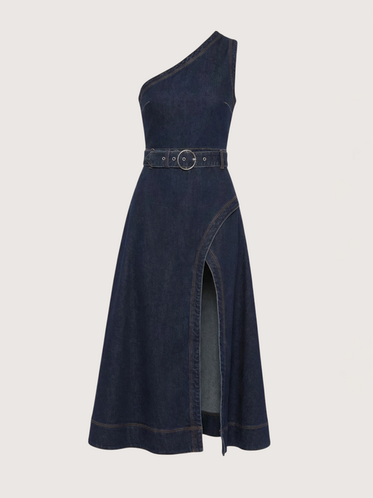Belted Denim Midi Dress