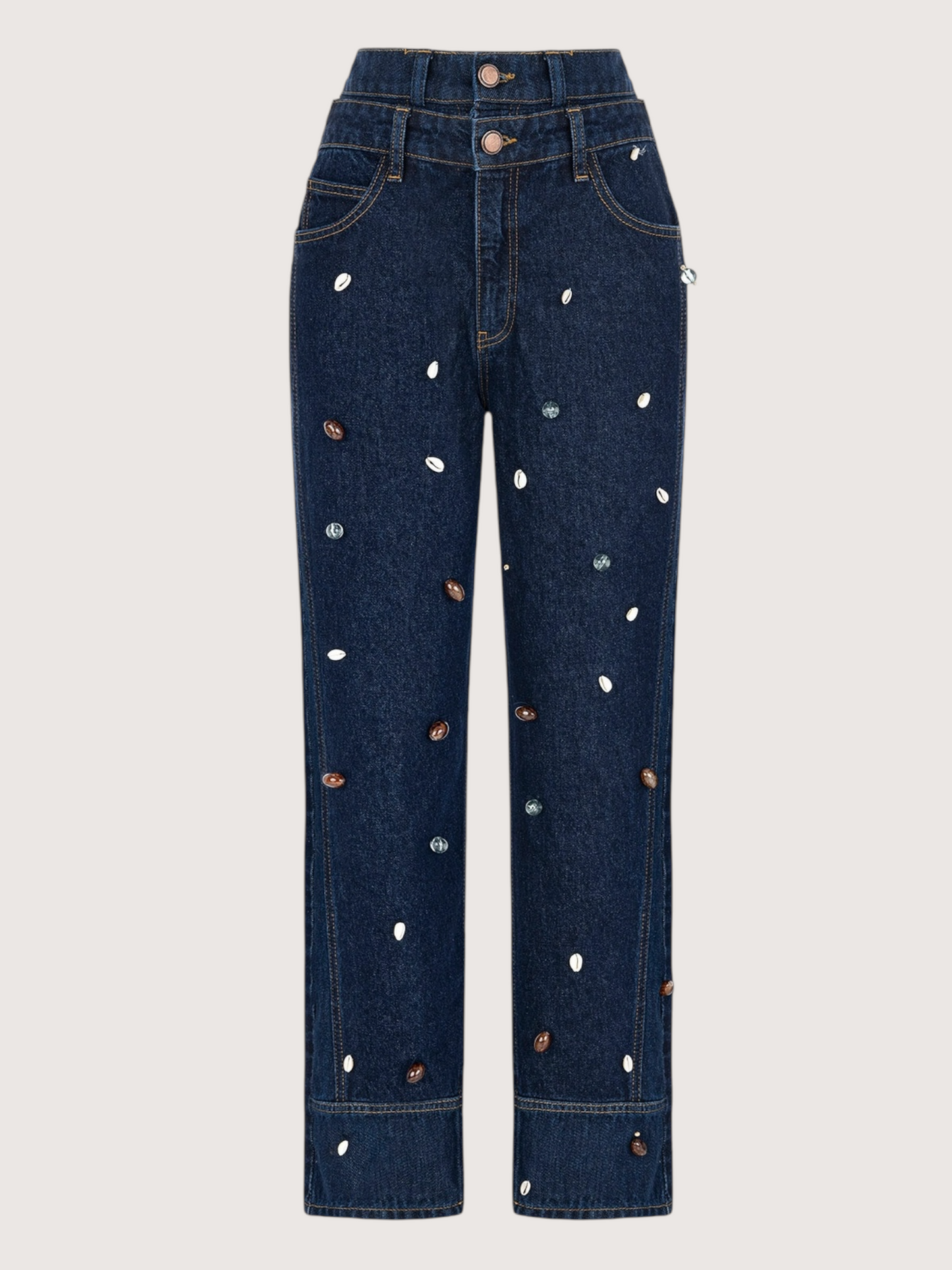 Double Waist Beaded Denim