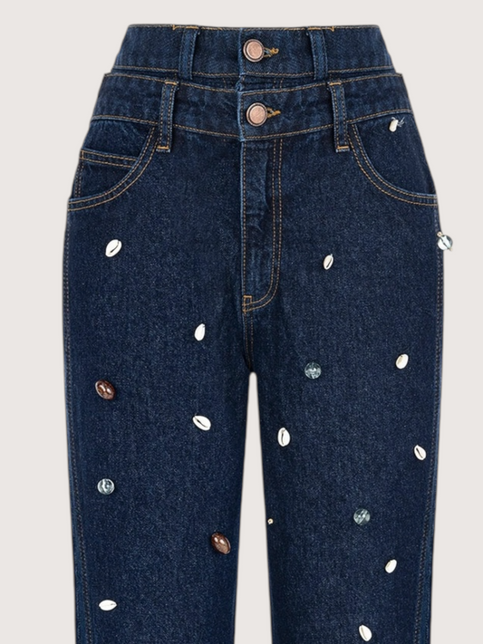 Double Waist Beaded Denim