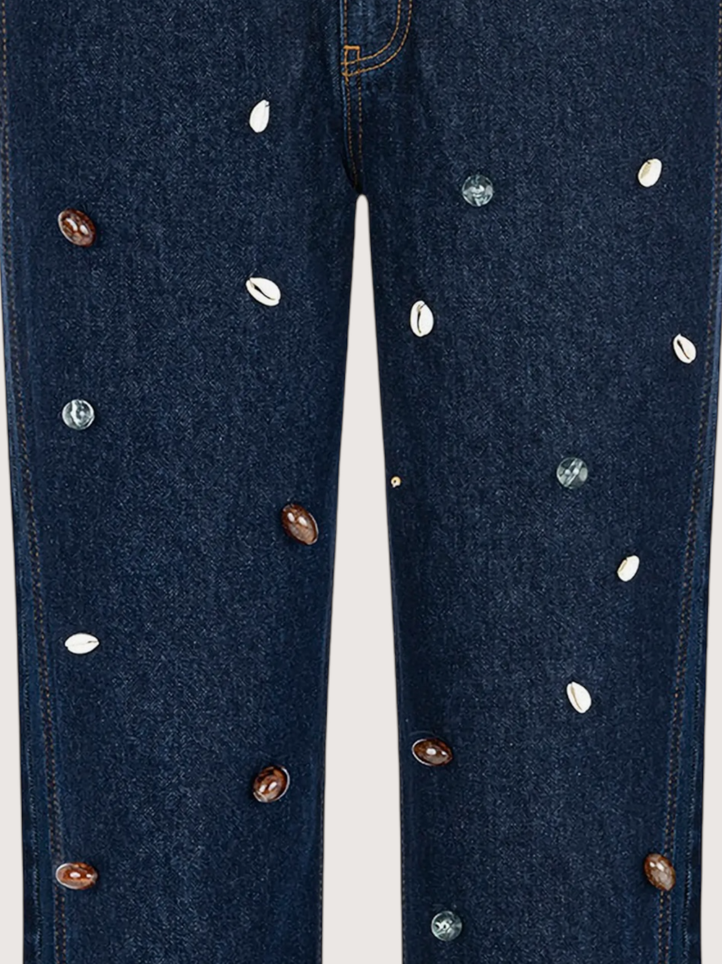 Double Waist Beaded Denim