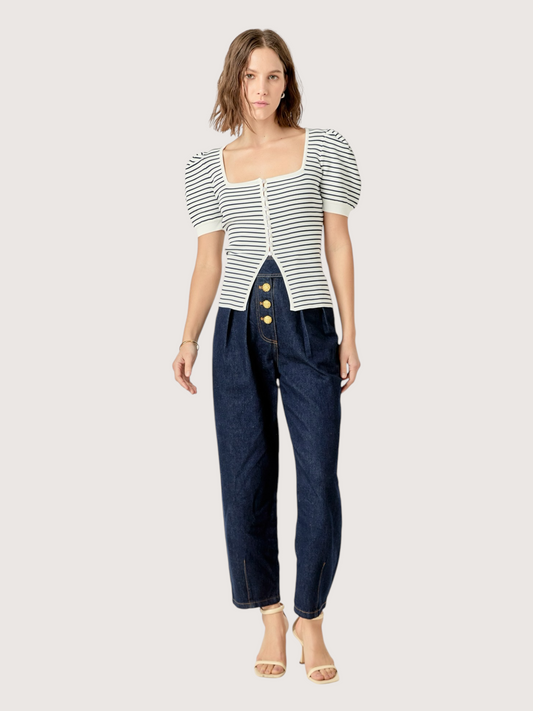 Striped Puff Sleeve Top